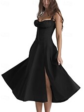 ieftine Rochii de absolvire-Pentru femei Rochii Midi Rochie albă Rochie de absolvire Rochie de petrecere Modă Modern Petrecere Zi de Naștere Serată Fit regulat Simplu Fără manșon În U Negru Alb Roșu-aprins Vară