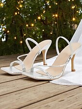 お買い得  ドレスサンダル-女性用シルバーオープントゥヒールサンダル - ロマンチックなデートや夏の夜にぴったりのエレガントでミニマリストなデザイン