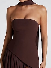 preiswerte Abschlusskleider-Damen Langes Kleid Maxikleid Weißes Kleid Abschlusskleid Partykleid Mode Party Abendgesellschaft Ausgehen Normale Passform Einfach Ärmellos Trägerlos Weiß Gelb Wein Marineblau Sommer