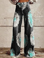 economico Fondi-Retrò Vintage Boho Anni &#039;70 Pantaloni Pantaloni a gamba larga Hippie Disco Vita alta Rinascita occidentale Stile jeans finti Per donna Carnevale Casual Quotidiano Festival Musicale Festa a tema retrò