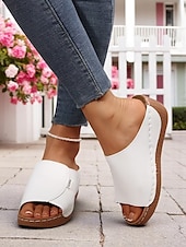 cheap Comfort Sandals-Women’s Light Blue Wedge Sandals – Open-Toe Slip-On Sandals with Soft Sole for Garden Walks and Summer Casuals
