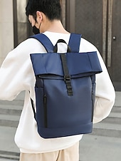 cheap College Backpacks-Men's Waterproof Roll-Top Backpack with Multiple Pockets and Large Capacity - Minimalist Style Laptop Bag for Work, Travel or College