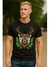 preiswerte T-Shirts-Oktoberfest Hirsch T-Shirt Bayerisch München Deutsch Grafik Für Herren Damen Erwachsene Oktoberfestbier Heißprägen Festival