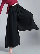 abordables pierna ancha y cintura alta-Mujer Perneras anchas Chinos Activo Estilo clásico Longitud total Alta cintura Plano Cintura elástica Confortable Suave Cómodo Microelástico Exterior Vacaciones Calle Negro Blanco Verano Ajuste