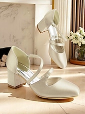 baratos Mãe da Noiva/Namorado-Sapatos Mary Jane femininos de salto bloco de cetim verde dos anos 1950 – elegantes sapatos vintage com tiras cruzadas para casamentos, festas e eventos formais