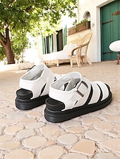abordables Sandales de Vacances-Sandales blanches à brides et boucles pour femmes – Chaussures plates décontractées et sportives pour la marche quotidienne, les voyages et les sorties estivales