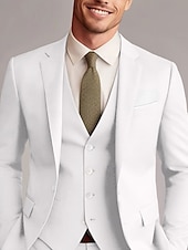 cheap Wedding Suits-Men&#039;s Wedding Suits White Yellow Solid Colored Slim Fit 3 Piece Single Breasted Two-buttons