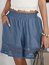 economico Pantaloncini Bermuda-Per donna Chinos Shorts Vacanza Moda Streetwear Corto Vita Alta Semplice Pizzo Tasca Fascia Elastica Comodo Morbido Confortevole Micro-elastico All&#039;aperto Streetwear Quotidiano Blu scuro Aalbicocca