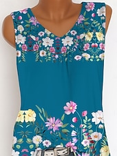 cheap Floral Tank Top-Women&#039;s Camisole Tank Top Floral Graphic Vintage Tropical Stylish Sleeveless V Neck Long Tops Daily Print Blue Purple Green Summer Spring