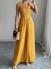 preiswerte Lässige / Tageshochzeit-Overalls Bodenlang Quinceanera-Kleider Elegant Ärmellos Spaghettiträger Abschlussball Abendgesellschaft Polyester Rückenfrei mit Gerafft