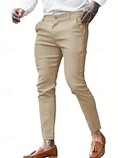 economico Chino-Per uomo Pantaloni Eleganti Aderente Pantaloni Chinos Bottoni Tasca Semplice Comodità Formale Feste Lavoro Moda Stile Classico Blu Cachi Micro-elastico