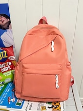 abordables Sacs à dos de Collège-Sac à dos d&#039;école unisexe en nylon de couleur unie avec design multi-poches - sac à dos léger et minimaliste pour adolescents et étudiants