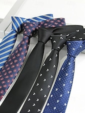 economico Cravatte e papillon da uomo-Cravatta classica sottile da uomo in poliestere – larghezza 6 cm, cravatta formale leggera per ufficio, matrimoni o colloqui