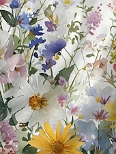 billige Blomster t-skjorte-Dame T skjorte Sommertopper Blomstret Planter Klassisk Fritid Kortermet V-hals Crop Tops Daglig Helg Trykt mønster Regnbue Sommer Vår Høst