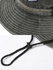 abordables Chapeaux pour hommes-Chapeau de pêche d&#039;extérieur pour homme avec mentonnière réglable, tissu en toile de coton, bord large enroulable classique, adapté aux activités estivales, à la randonnée et aux voyages