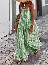 abordables Robes Boho-Femmes Robe Longue Maxi Robe Robe Décontractée Robe évasée Robe Nuisette Robe bohème Mode Extérieur Soirée Fête Coupe régulière Teinture par nouage Sans manches Bretelles spaghetti Noir Rose Claire