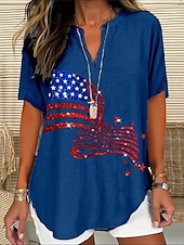 abordables Hauts de Vacances pour Femmes-Femmes Chemise Fleur Quotidien Élégant Basique manche longue Col en V Hauts Réguliers Quotidien Fête Imprimé Jaune Bleu Roi Violet Printemps Automne