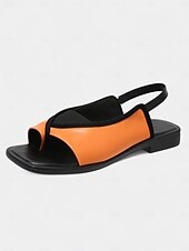 economico Sandali Eleganti-sandali da donna con cinturino posteriore aperto in arancione e nero - scarpe comode, comode e comode per appuntamenti estivi quotidiani e uscite del fine settimana