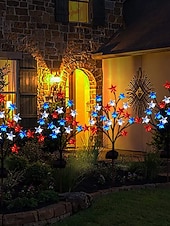  1 Pc Lumière de Jardin Extérieure Étanche Solaire Patriotiques pour le 4 Juillet Jour de l'Indépendance 250ème Anniversaire Jour du Souvenir Lumière en Étoile à Cinq Pattes Rouge Blanc Bleu