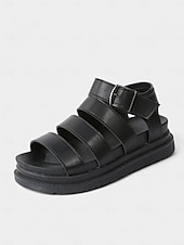 abordables Sandales de Vacances-Sandales blanches à brides et boucles pour femmes – Chaussures plates décontractées et sportives pour la marche quotidienne, les voyages et les sorties estivales