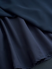 olcso Buliruhák-Női A vonalú ruha Midi ruha Sifon Kontrasztos csipke Fodor szegély Esküvői vendég Koktélparty Elegáns Előírásos Terített nyak Rövid ujjú Sötétkék Szín