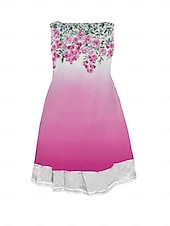 abordables Robes Floraux Imprimés-Femmes Robe Midi Robe débardeur Mode Classique Extérieur Quotidien Week-end Coupe régulière Graphique Dégradé de couleur Sans manches Col ras du cou Rose Claire Été Printemps Automne