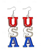 cheap Women&#039;s Earring-Women&#039;s Patriotic American Flag Earrings - Red, White and Blue Earrings, Multiple Looks for Women, Perfect for 4th of July and National Holidays, Stylish American Flag Jewelry Collection