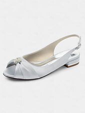 olcso Koktél-női szatén slingback esküvői magassarkúk kristálydíszítéssel - elegáns menyasszonyi slingbackek különleges alkalmakra