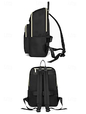 preiswerte Mode Rucksäcke-wasserabweisender Damen-Reiserucksack aus Nylon mit gesteppter Fronttasche, goldenen Reißverschlüssen und Gepäckgurt für Business-, Schul- und Wochenendausflüge