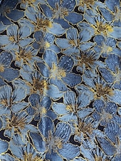 economico FLORALI-Abito da sera elegante A-Line in broccato jacquard floreale con colletto a camicia e tasca in nylon con tasca