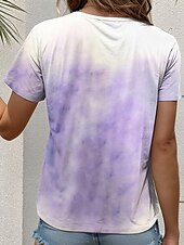 ieftine Tricou cu animale-Tricou damă kayomi harai, grafică animală, pisică, drăguț, elegant, casual, mânecă scurtă, guler rotund, guler rotund, topuri obișnuite, imprimeu zilnic, violet, vară, primăvară