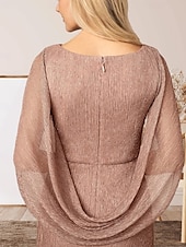 economico Lunghezza del pavimento-Abito per la madre della sposa sirena  tromba abito da matrimonio elegante scollatura a girocollo lunghezza a terra chiffon senza maniche con arricciature