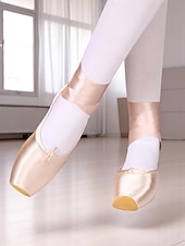 abordables Chaussures de ballet-Chaussures de danse à pointes en satin pour femmes et filles avec liens en ruban - Chaussures d&#039;entraînement de danse professionnelles pour ballerines adolescentes et adultes