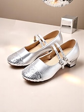 preiswerte Lateinamerikanische Schuhe-Damen-Tanzschuhe mit goldener Glitzerspitze und Doppelriemen – professionelle Standard-Latein-Tanzschuhe mit niedrigem Absatz für Auftritte und Tanzkurse