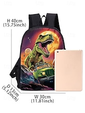 cheap Kids &amp; Teen Backpacks-Kids' 3-Piece Dinosaur Backpack Set with Lunch Bag and Pencil Case, T-Rex Print, Lightweight School Bag for Boys, Girls and Elementary Students