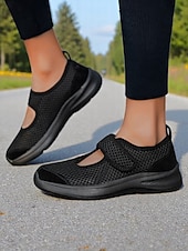 Χαμηλού Κόστους Γυναικεία Sneakers-Γυναικεία αναπνεύσιμα παπούτσια πεζοπορίας από πλέγμα – ελαφριά αθλητικά αθλητικά παπούτσια με velcro για άσκηση σε εξωτερικούς χώρους, ταξίδια και καθημερινή άνεση