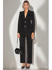 preiswerte Hosenanzüge für Mama-Zweiteiliges Jumpsuit  Hosenanzug Hosenanzug Kleid der Mutter der Braut Elegant Vintage Einfach V-Ausschnitt Spitzrevers Knöchellang Lange Ärmel mit Knöpfen Kristallen