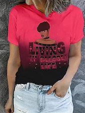 billige Humor og sitater t-skjorte-Dame T skjorte Sommertopper Grafisk Bokstaver Klassisk Fritid Kortermet Crew-hals Crop Tops Daglig Helg Trykt mønster Regnbue Sommer Vår Høst
