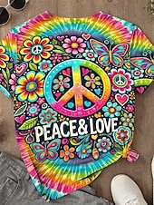 ieftine tricou Art &amp; Design-Pentru femei Tricou Ombre Floral Grafic Epocă Stilat Clasic Manșon scurt Stil Nautic Rotund Topuri obișnuite Zilnic Imprimeu Curcubeu Vară