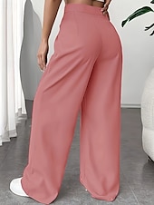 economico gamba larga e vita alta-Per donna Gamba larga Pantaloni Eleganti Pantaloni Elegante Lunghezza intera Naturale Semplice Tasca Comodo All&#039;aperto Confortevole All&#039;aperto Ferie Weekend Verde mela Vinaccia Verde translucido