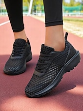 levne Dámské tenisky-Dámské lehké šedé síťované běžecké tenisky se šněrováním pro jogging, fitness a venkovní cvičení
