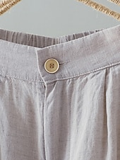 economico Pantaloni in lino e cotone semplici-Shorts da Donna Colore Unito Chinos Base Casual Lunghezza Ginocchio Vita Alta Semplice Tasca Comfort Micro-elastico Quotidiano Grigio Beige Caffè Estate Vestibilità Normale