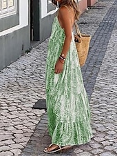 abordables Robes Boho-Femmes Robe Longue Maxi Robe Robe Décontractée Robe évasée Robe Nuisette Robe bohème Mode Extérieur Soirée Fête Coupe régulière Teinture par nouage Sans manches Bretelles spaghetti Noir Rose Claire