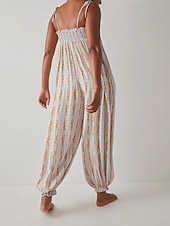 preiswerte Urlaubsoverall-Damen Normal Overall Streetwear Blumen Ärmellos U-Ausschnitt Druck Täglich Wochenende Normale Passform Schwarz Weiß Purpur Sommer