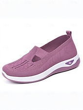 tanie Trampki damskie-Damskie Adidasy Komfortowe buty Na zewnątrz Codzienny Podróże Klin Okrągły palec u nogi Codzienny Wygoda Minimalizm Dzianina Mokasyny Ciemnoszary Czarny Ciemnofioletowy