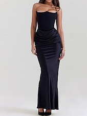 abordables Robes de Diplôme-Femmes Robe Longue Maxi Robe Robe Blanche Robe de remise des diplômes Robe de Bal Robe de Soirée Élégant Mode Soirée Occasion Spéciale Coupe régulière Uni Sans manches Sans bretelles Noir Blanche