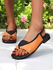 economico Sandali Eleganti-sandali da donna con cinturino posteriore aperto in arancione e nero - scarpe comode, comode e comode per appuntamenti estivi quotidiani e uscite del fine settimana