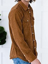 economico Giubbotti e cappotti da uomo-Per uomo Giacca Camicia Giacca di transizione Quotidiano Leggero Tasca Primavera Autunno Semplice Casual Bavero Regolare Nero Verde militare Caffè Giacca