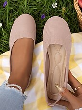 cheap Women&#039;s Flats-Women&#039;s Flyknit Slip-On Flats - Soft Knit Upper with Comfortable Stretch, Lightweight and Breathable, Ideal for Casual Wear and Summer Outings