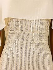 abordables Longueur du plancher-Robe Mère de la Mariée Robe Élégante Col Rond Longueur de Sol Chiffon Manches 3/4 avec Sequins